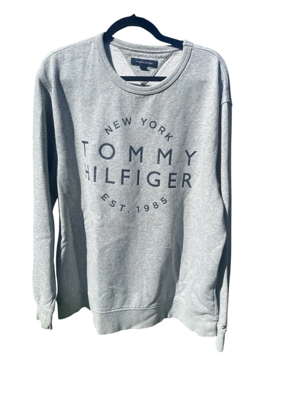 Tommy Hilfiger Men’s Crewneck Sweatshirt, Heather Gray w/ NY TH graphic, XXL